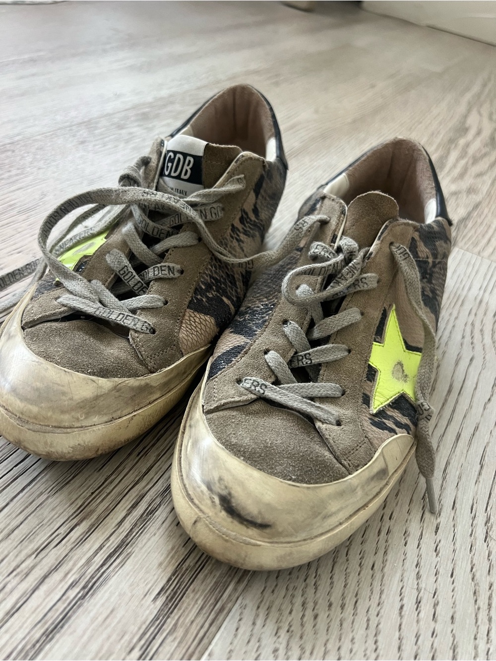 Golden Goose Super-Star Python Print Suede Leather Star Sneakers